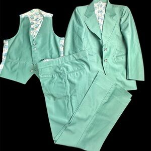 Hand Crafted Mint Green Women's Blazer, Vest & Trousers Set